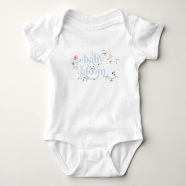 Baby in Bloom Wildflower Blue Boy Baby Shower Baby Bodysuit (Front)