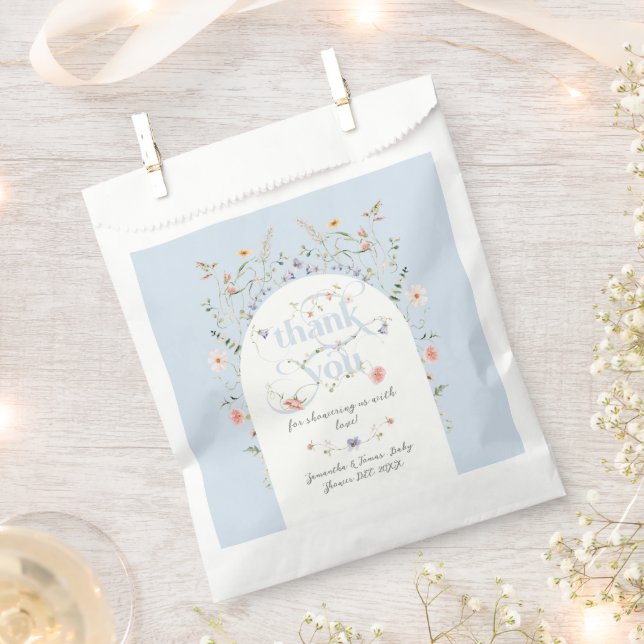 Baby in Bloom Wildflower Blue Boy Baby Shower Favour Bag (Clipped)