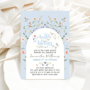 Baby in Bloom Wildflower Blue Boy Baby Shower Invitation