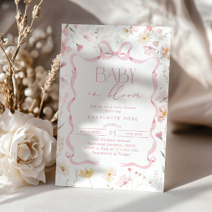 Baby in bloom wildflower Blush pink Baby shower Invitation