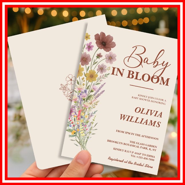 Baby in Bloom Wildflower Boho Baby Shower Invitation (Creator Uploaded)