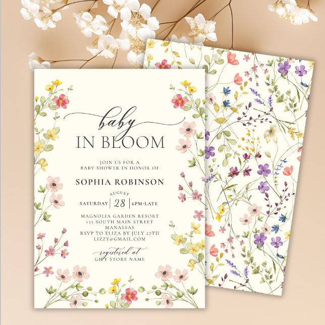 Baby in Bloom Wildflower Boho Baby Shower  Invitation (Creator Uploaded)
