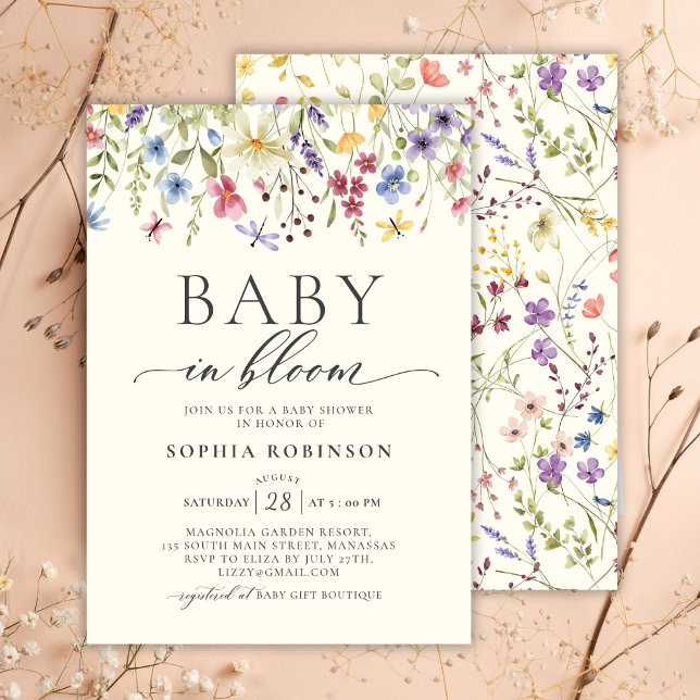 Baby in Bloom Wildflower Boho Baby Shower  Invitation (Creator Uploaded)