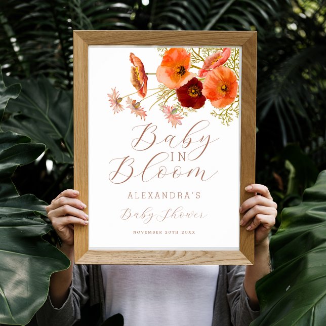 Baby in Bloom Wildflower Boho Fall Floral Shower Poster (Baby in bloom wildflower boho fall floral baby shower welcome personalized poster Whimsical elegant)