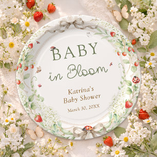 Baby in Bloom Wildflower Bow Baby Shower Paper Plate