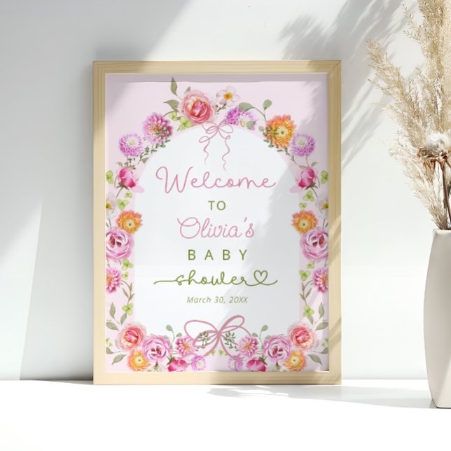 Baby in Bloom Wildflower Bow Baby Shower Welcome Poster (Creator Uploaded)