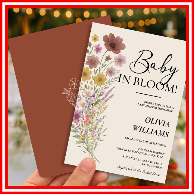 Baby in Bloom Wildflower Burnt Orange Baby Shower Invitation (Creator Uploaded)