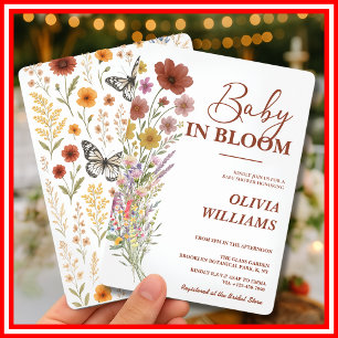 Baby in Bloom Wildflower Burnt Orange Baby Shower Invitation