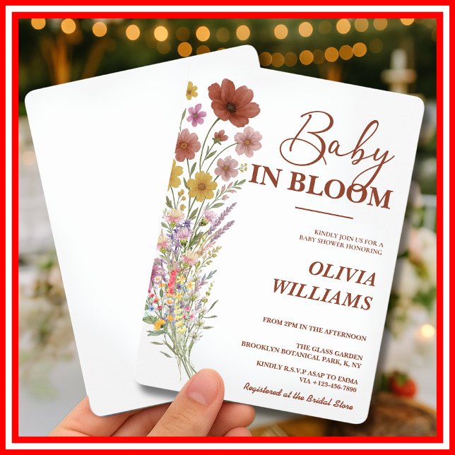 Baby in Bloom Wildflower Burnt Orange Baby Shower Invitation (Creator Uploaded)