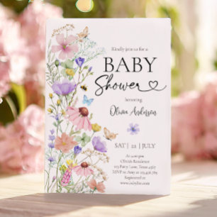 Baby in Bloom Wildflower Butterflies Baby Shower Invitation