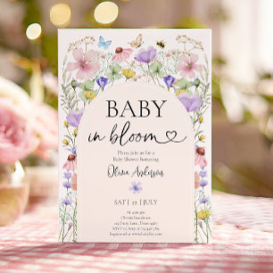 Baby in Bloom Wildflower Butterflies Baby Shower Invitation
