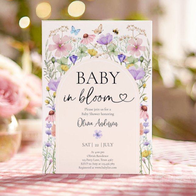 Baby in Bloom Wildflower Butterflies Baby Shower Invitation (Creator Uploaded)