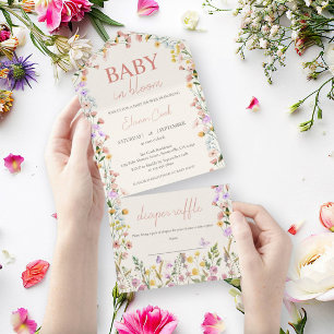 Baby in Bloom Wildflower Colourful Baby Shower All In One Invitation