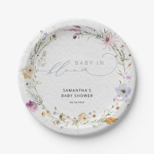 Baby in Bloom Wildflower Cute Baby Shower  Paper Plate