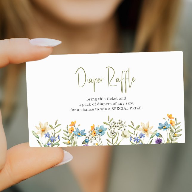 Baby in bloom wildflower diaper raffle ticket enclosure card (Creator Uploaded)