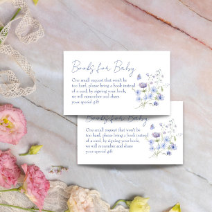 Baby in bloom Wildflower dusty blue book request Enclosure Card
