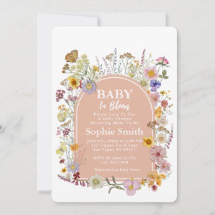 Baby In bloom Wildflower Dusty Pink Invitation