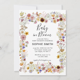 Baby In Bloom Wildflower Dusty Rose Baby Shower Invitation
