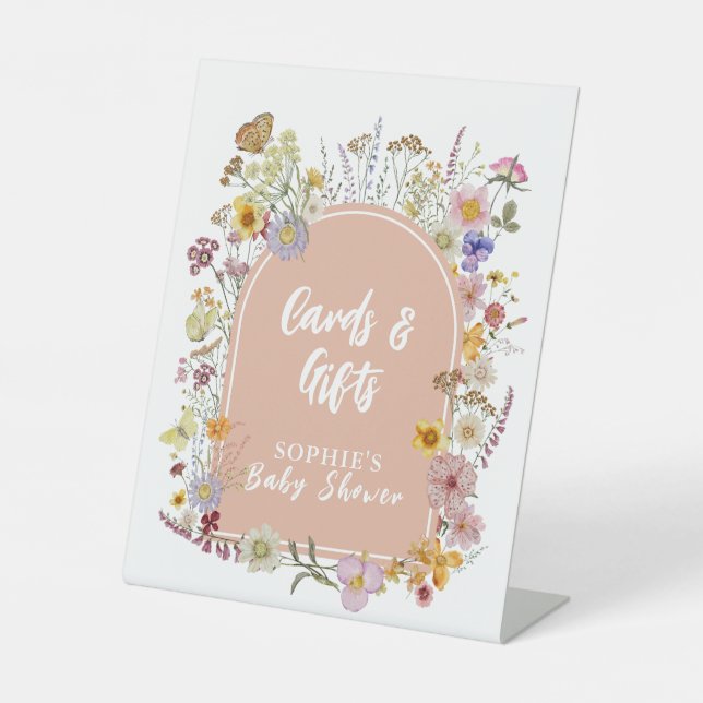 Baby In bloom Wildflower Dusty Rose Cards & Gifts Pedestal Sign (Front)