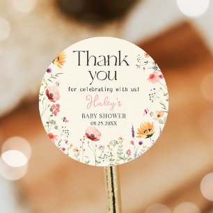 Baby In Bloom Wildflower Floral Baby Shower Classic Round Sticker
