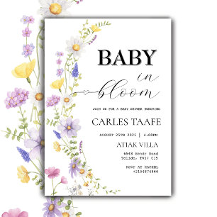 Baby in Bloom Wildflower Floral Baby Shower Invitation