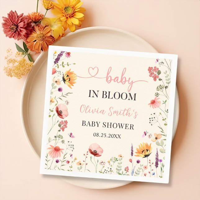 Baby In Bloom Wildflower Floral Baby Shower Napkin (Creator Uploaded)
