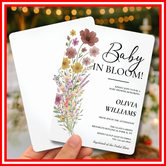 Baby in Bloom Wildflower Floral Boho Baby Shower Invitation (Creator Uploaded)