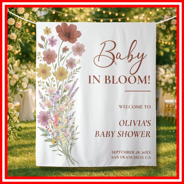 Baby in Bloom Wildflower Floral Boho Baby Shower Tapestry (Creator Uploaded)