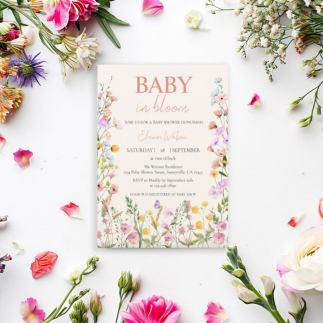 Baby in Bloom Wildflower Floral Girl Baby Shower Invitation (Creator Uploaded)