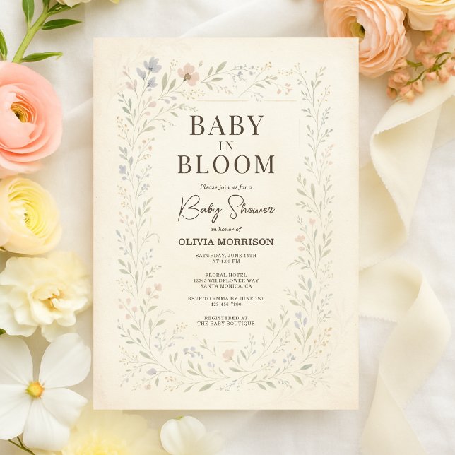 Baby in Bloom Wildflower Garden Baby Shower Invitation (Creator Uploaded)