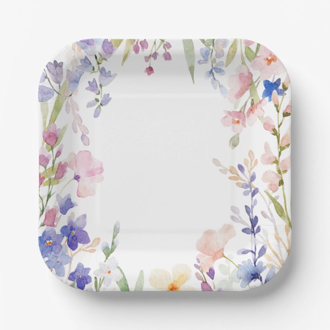 Baby in Bloom Wildflower Garden Baby Shower Paper Plate (Front)