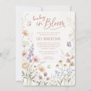 Baby in Bloom Wildflower Garden Girl Baby Shower Invitation