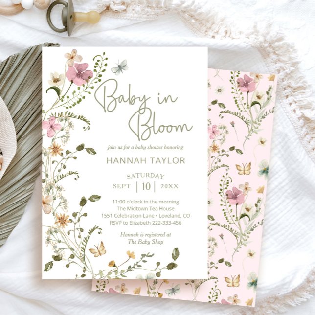 Baby in Bloom Wildflower Girl Baby Shower Invitation (Creator Uploaded)