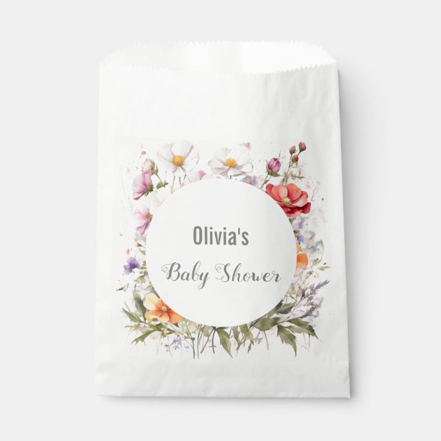 Baby in Bloom WildFlower Lilac Baby Shower Favour Bag (Front)