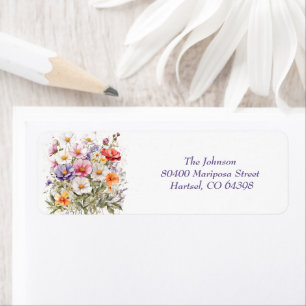 Baby in Bloom WildFlower  Lilac Baby Shower Return Address Label