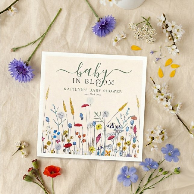 Baby in Bloom Wildflower Meadow Baby Shower Napkin (Creator Uploaded)
