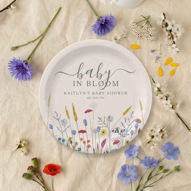 Baby in Bloom Wildflower Meadow Baby Shower Paper Plate (Creator Uploaded)