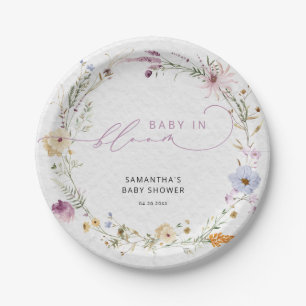 Baby in Bloom Wildflower Modern Baby Shower  Paper Plate