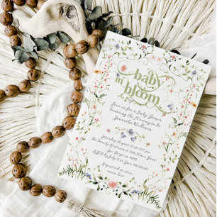 Baby in Bloom Wildflower Modern Floral Baby Shower Invitation