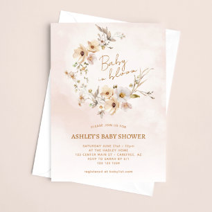 Baby in Bloom Wildflower Pink Baby Shower Invitation