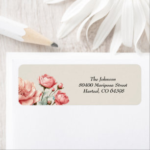 Baby in Bloom WildFlower  Pink Baby Shower Return Address Label