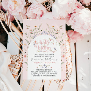 Baby in Bloom Wildflower  Pink Girl Baby Shower Invitation