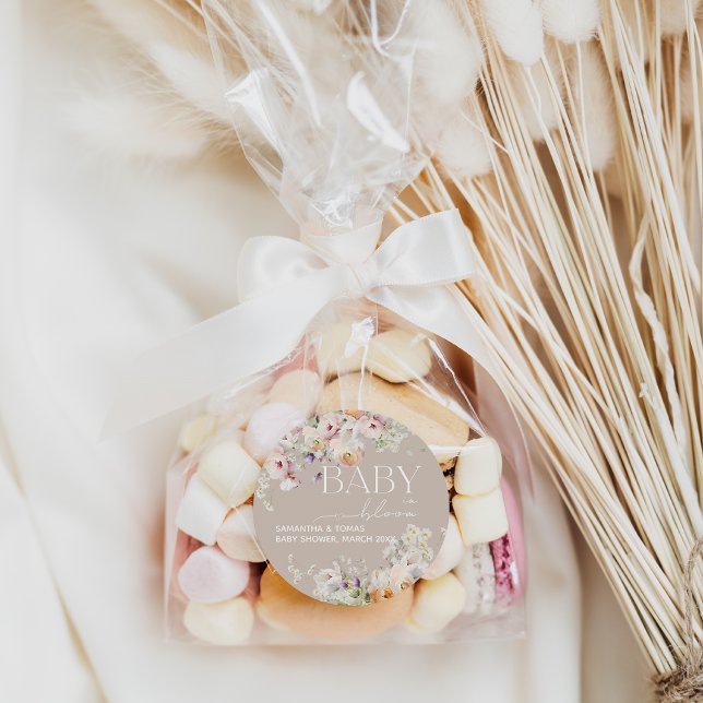 Baby in Bloom Wildflower Spring Baby Shower Classic Round Sticker (Creator Uploaded)