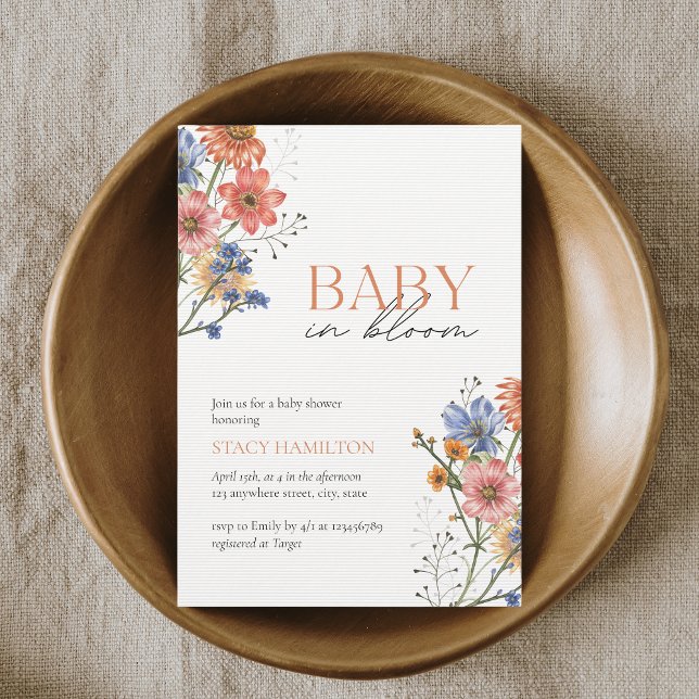 Baby in bloom Wildflower Spring Baby Shower Invitation (Creator Uploaded)