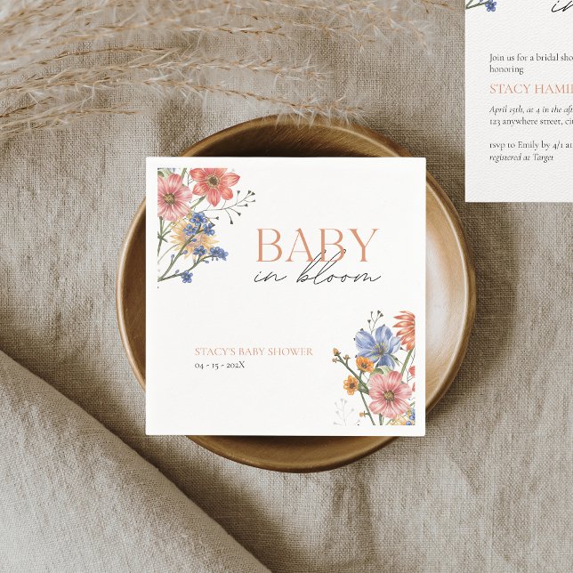 Baby in bloom Wildflower Spring Baby Shower Napkin (Creator Uploaded)