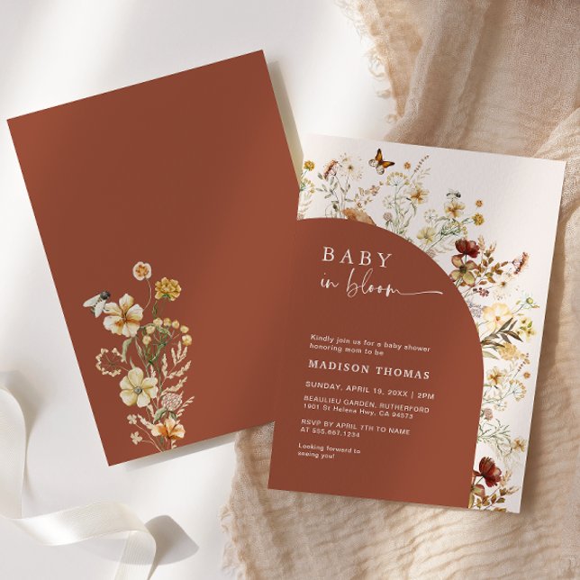 Baby In Bloom Wildflower Terracotta Arch Shower In Invitation (Creator Uploaded)
