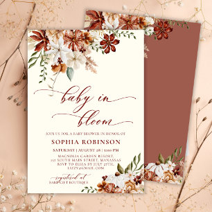 Baby in Bloom Wildflower Terracotta Baby Shower  Invitation