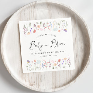 Baby in Bloom Wildflower Watercolor Baby Shower Napkin