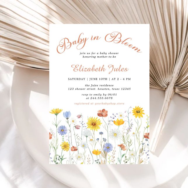 Baby in Bloom Wildflowers Baby Shower Invitation (Creator Uploaded)