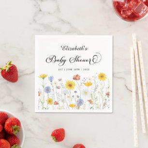 Baby in Bloom Wildflowers Baby Shower Napkin